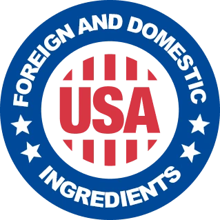 Made in the USA with foreign and domestic ingredients